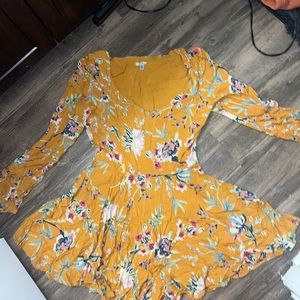 Floral mustard/orange dress